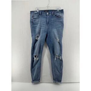 Judy Blue Womens Skinny Fit Jeans Distressed Stretch Size 15 High Waist